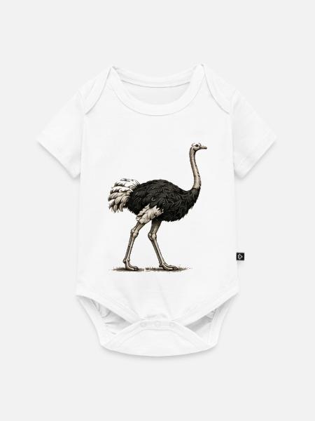GEEKLEY – Bestiarium – Strauß - Baby Premium Kurzarmbody - Weiß