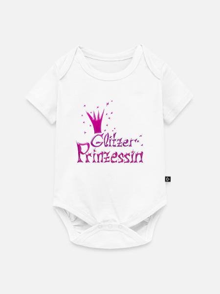 Rosa Glitzer Prinzessin - Baby Premium Kurzarmbody - Weiß