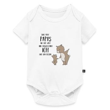 Vatertag Babybody Langarmshirt Papa Bär - Baby Premium Kurzarmbody - Weiß - Vorne