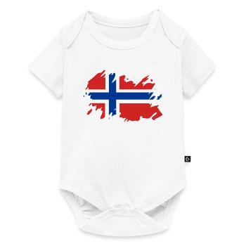 Norvège drapeau peinture tache tache vintage - Body à manches courtes Premium Bébé - blanc - Devant