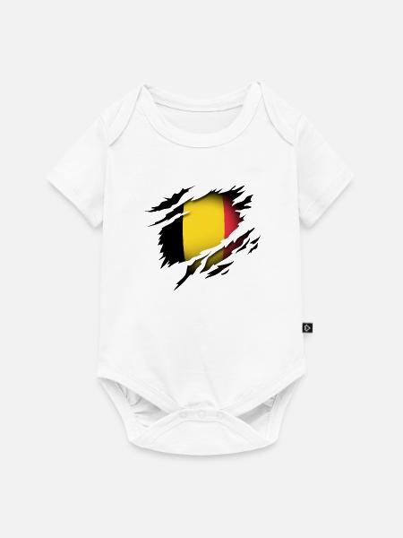 Belgien im Herzen - Baby Premium Kurzarmbody - Weiß