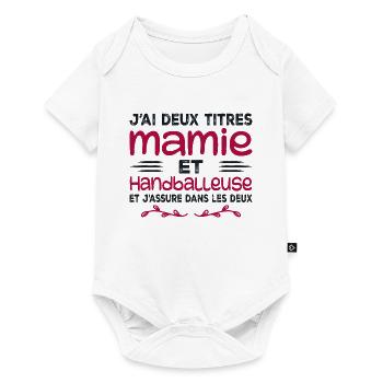 Zwei Titel Oma Handballerin, Handball, Großmutter - Baby Premium Kurzarmbody - Weiß - Vorne