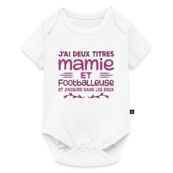 Zwei Titel Oma Fußballer, Großmutter, Fußball - Baby Premium Kurzarmbody - Weiß - Vorne