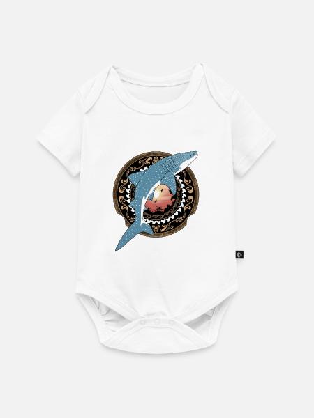 Walhai Hawaiianisch - Baby Premium Kurzarmbody - Weiß