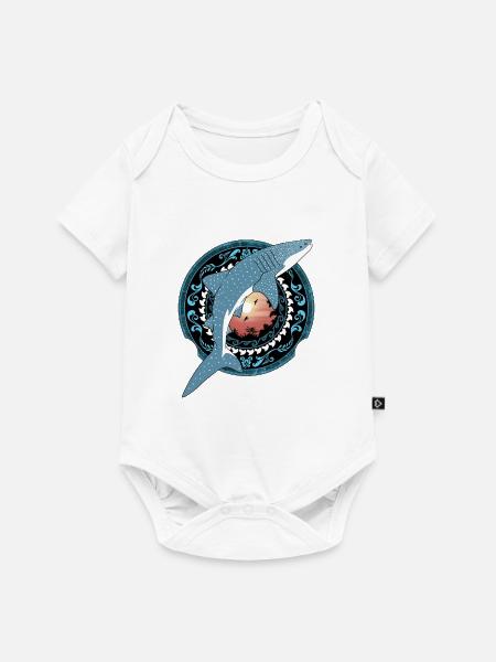 Walhai Hawaiianisch - Baby Premium Kurzarmbody - Weiß