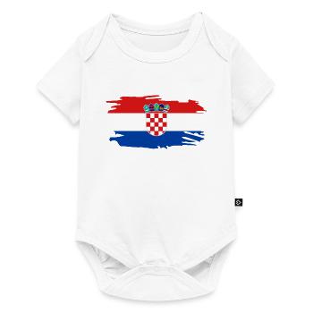 Croatia Flag Brush Vintage Adriatic Flag Coat of Arms - Baby Premium short-sleeve bodysuit - white - Front