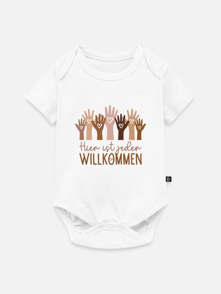 Hier ist jeder willkommen - Baby Premium Kurzarmbody - Weiß