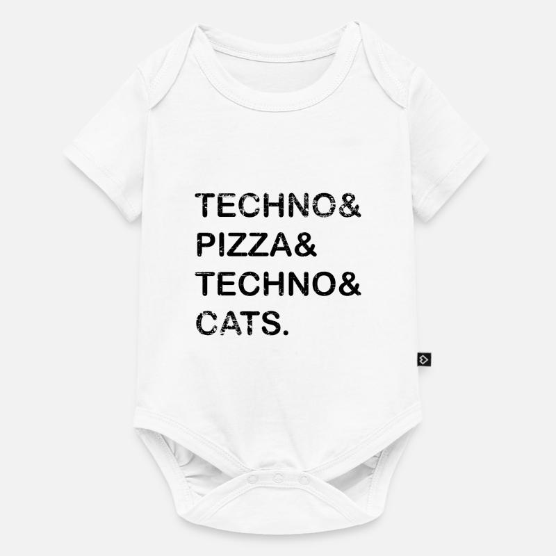 Techno Pizza Techno Cats Geschenk - Baby Premium Kurzarmbody - Weiß