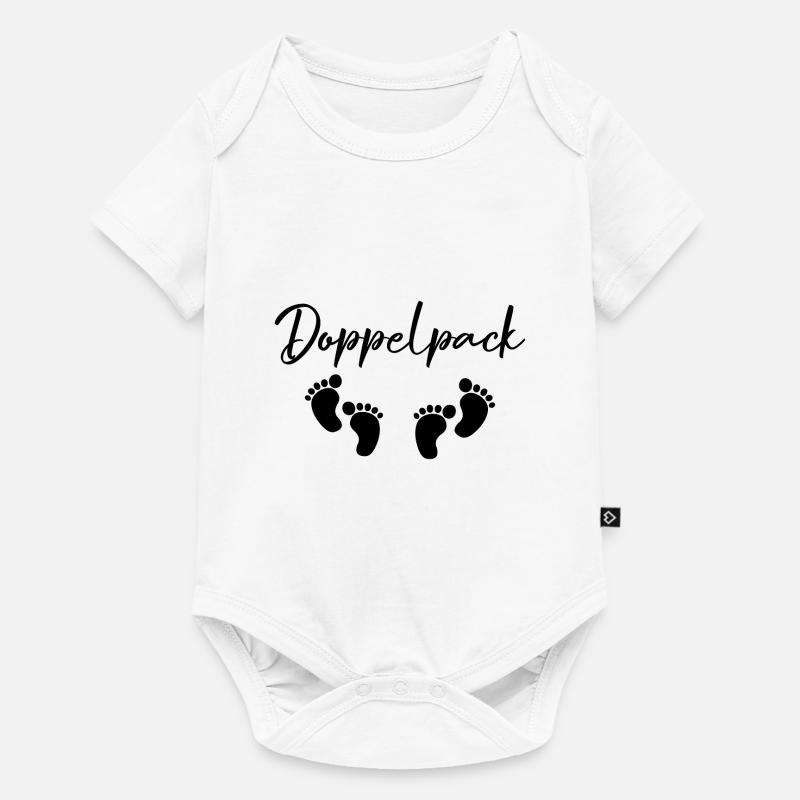 Doppelpack Zwillinge Geschenk - Baby Premium Kurzarmbody - Weiß