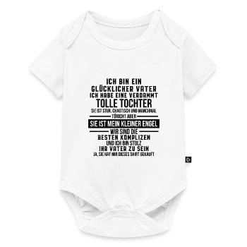 Gluecklicher Vater einer Tochter Vatertag Geschenk - Baby Premium Kurzarmbody - Weiß - Vorne