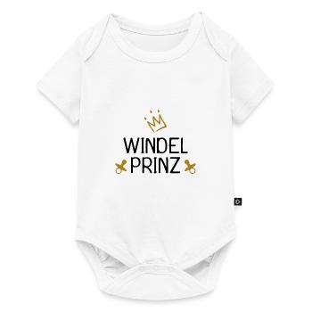 Baby Windel Prinz Krone - Baby Premium Kurzarmbody - Weiß - Vorne