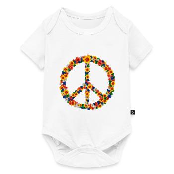Peace Love 60s 70s Flower Power Hippie Out - Baby Premium short-sleeve bodysuit - white - Front