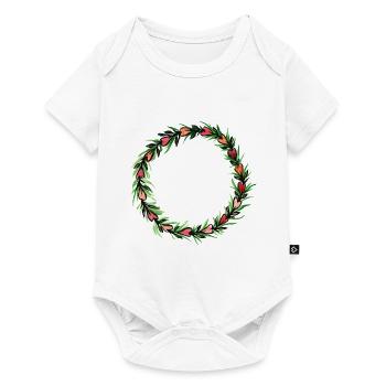 Blumenkranz Herz Blume - Baby Premium Kurzarmbody - Weiß - Vorne