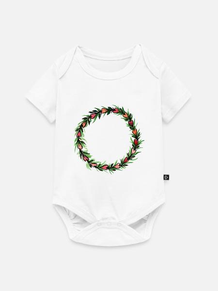 Blumenkranz Herz Blume - Baby Premium Kurzarmbody - Weiß