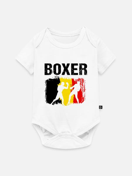 Boxen Belgien Boxer - Baby Premium Kurzarmbody - Weiß