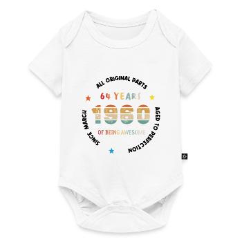 64 Jahre alt Baujahr 1960 Jahrgang März 1960 - Baby Premium Kurzarmbody - Weiß - Vorne