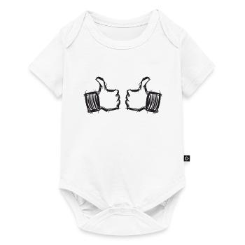 Zwei Daumen hoch zeigen auf mich selbst. Zeichnung - Baby Premium Kurzarmbody - Weiß - Vorne
