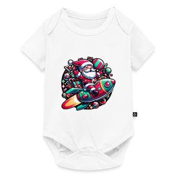 Funny Santa Claus comes with the spaceship - Baby Premium short-sleeve bodysuit - white - Front