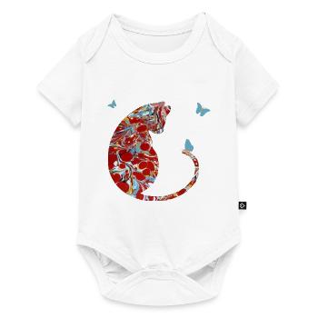 katze mit schmetterling e 251 - Baby Premium Kurzarmbody - Weiß - Vorne