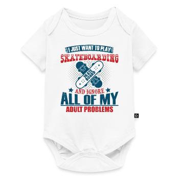 I just want to play skateboarding - funny skaters - Baby Premium short-sleeve bodysuit - white - Front