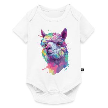 Alpaga Lama Nature animale Zoo Andes Inca Art coloré - Body à manches courtes Premium Bébé - blanc - Devant