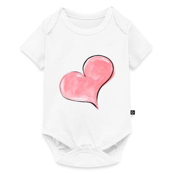 Heart Watercolor Pink - Baby Premium short-sleeve bodysuit - white - Front