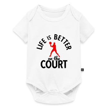 Tennisplatz Spruch Für Tennis - Baby Premium Kurzarmbody - Weiß - Vorne