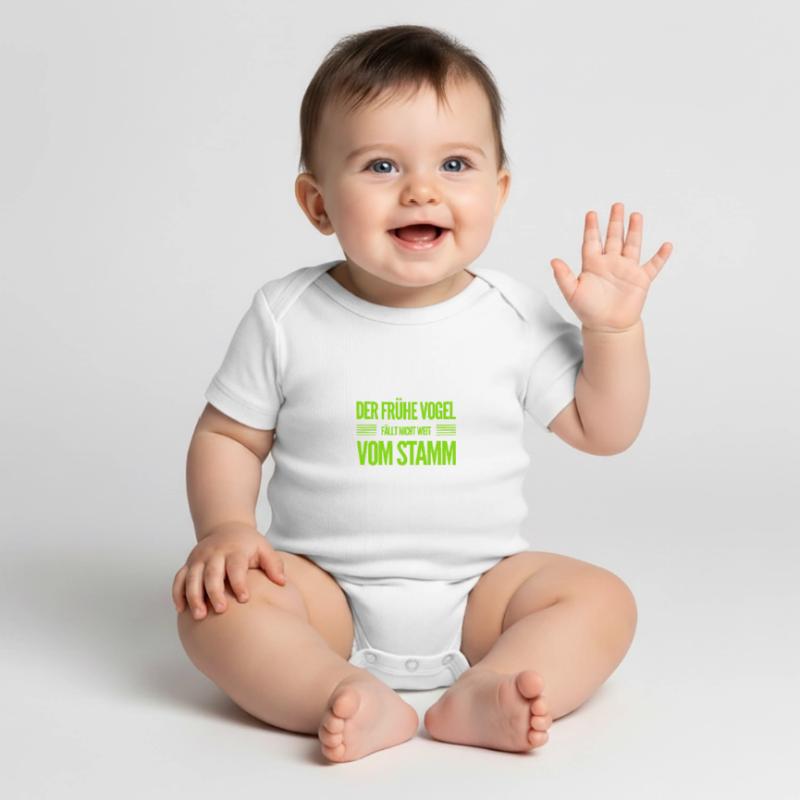 vor dir steht ein früher Vogel Baby Premium Kurzarmbody