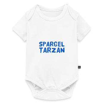 hier steht ein Spargeltarzan - Baby Premium Kurzarmbody - Weiß - Vorne