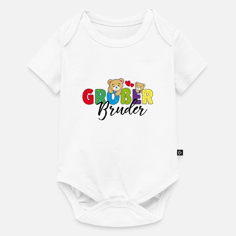 Großer Bruder Teddy - Baby Premium Kurzarmbody - Weiß