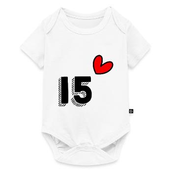 15 ANS. 15e ANNIVERSAIRE. ANNIVERSAIRE 15 ANS. 15 - Body à manches courtes Premium Bébé - blanc - Devant