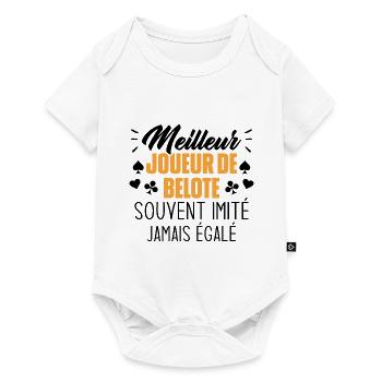 Jamais égalé meilleur joueur de belote - Body à manches courtes Premium Bébé - blanc - Devant