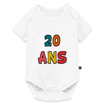 20. 20 ANS. 20e ANNIVERSAIRE. ANNIVERSAIRE 20 ANS. - Body à manches courtes Premium Bébé - blanc - Devant