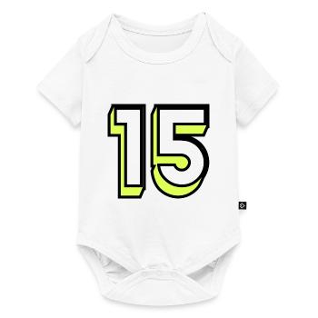 15. 15 YEARS. 15th ANNIVERSARY. BIRTHDAY 15 YEARS. - Baby Premium short-sleeve bodysuit - white - Front