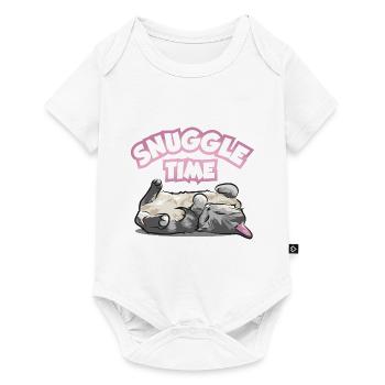 Câlin temps chat mignon chat endormi chatte - Body à manches courtes Premium Bébé - blanc - Devant