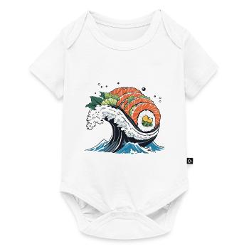 Ukiyo-E Sushi Wave Design esthétique - Body à manches courtes Premium Bébé - blanc - Devant