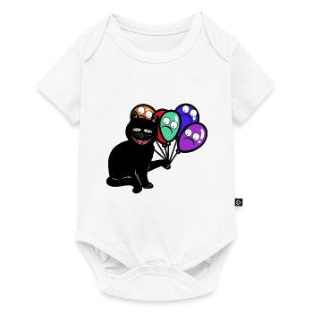 Halloween gruseliger schwarzer Kater Luftballons - Baby Premium Kurzarmbody - Weiß - Vorne