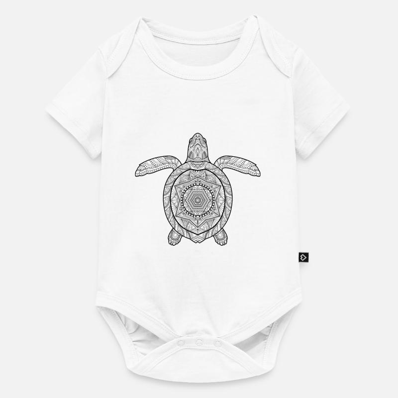 Schildkröte Mandala Turtle Kunst Abstrakt - Baby Premium Kurzarmbody - Weiß