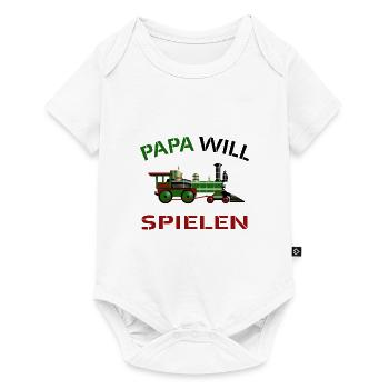 Modelleisenbahn Modellbahn Papa will spielen - Baby Premium Kurzarmbody - Weiß - Vorne