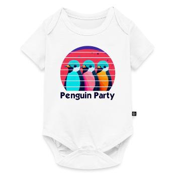 Funny Antarctica - Fête de pingouin coloré en plein air - Body à manches courtes Premium Bébé - blanc - Devant