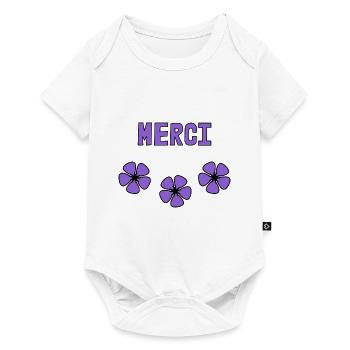 MERCI. THANKS. THANK YOU. ANNIVERSAIRE. NAISSANCE. - Body à manches courtes Premium Bébé - blanc - Devant