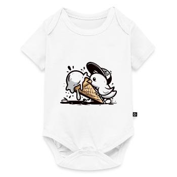 Cool seagull with cap in ice rush - Baby Premium short-sleeve bodysuit - white - Front