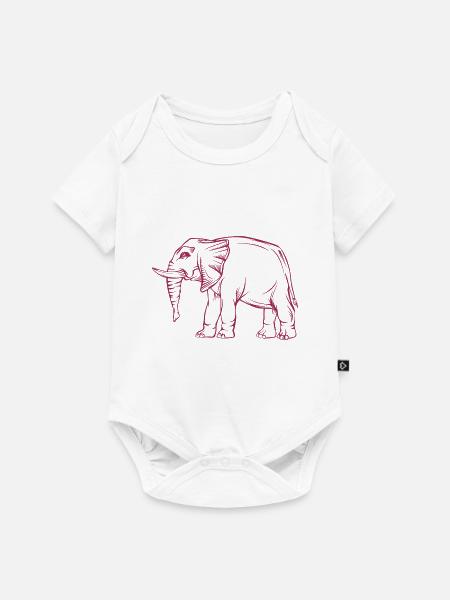 Elefant - Baby Premium Kurzarmbody - Weiß