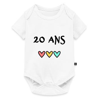 20. 20 ANS. 20e ANNIVERSAIRE. ANNIVERSAIRE 20 ANS. - Body à manches courtes Premium Bébé - blanc - Devant