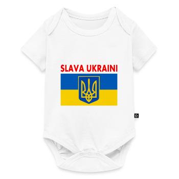 Slava ukraini - Body à manches courtes Premium Bébé - blanc - Devant