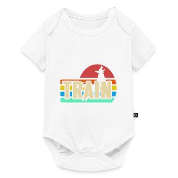 Train Retro Dog Dresseur Jumping Pet Motivation - Body à manches courtes Premium Bébé - blanc - Devant