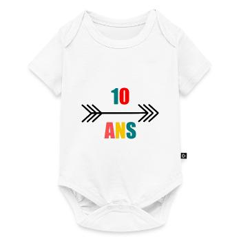10. 10 ANS. 10e ANNIVERSAIRE. ANNIVERSAIRE 10 ANS. - Body à manches courtes Premium Bébé - blanc - Devant