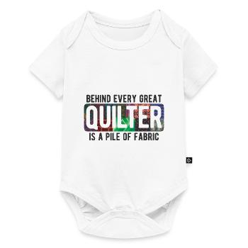 Quilten von Tagesdecken - Baby Premium Kurzarmbody - Weiß - Vorne