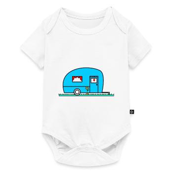 CARAVANE. VAN. CAMPING CAR. CAMPING. ETE. HUMOUR. - Body à manches courtes Premium Bébé - blanc - Devant
