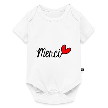 MERCI. THANKS. THANK YOU. ANNIVERSAIRE. NAISSANCE. - Body à manches courtes Premium Bébé - blanc - Devant